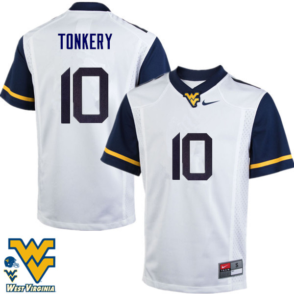 Men #10 Dylan Tonkery West Virginia Mountaineers College Football Jerseys-White - Click Image to Close